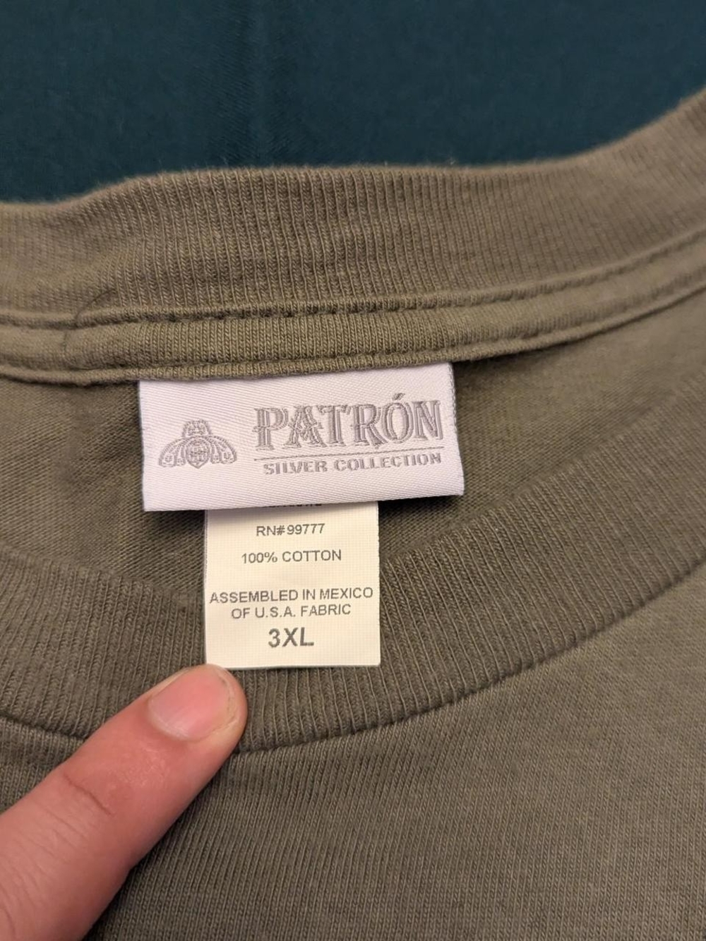 Patron Y2K Men's Crew Neck Logo T-Shirt in Olive - Picture 3 of 6